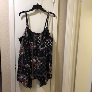 Torrid Black Floral Zip Front Cami